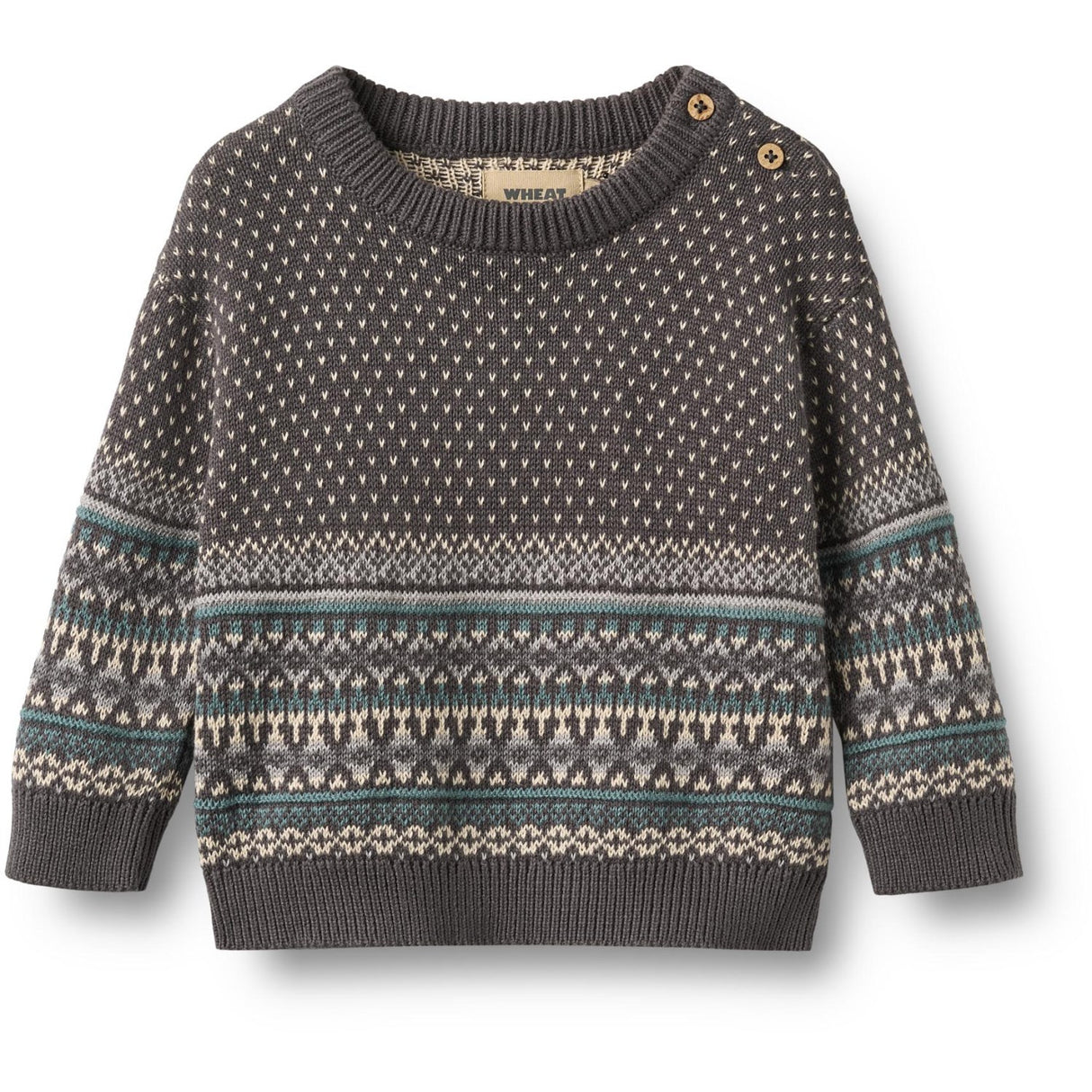 Wheat Dark Charcoal Jacquard Pullover Julius