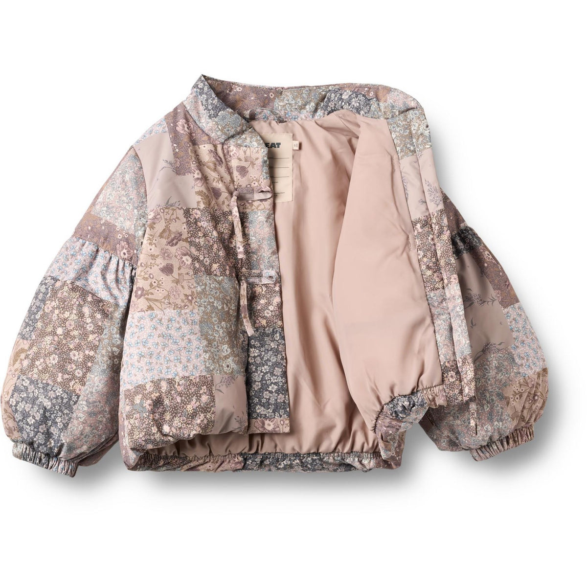 Wheat Patchwork Flowers Puffer Jacket Zallie
