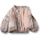Wheat Patchwork Flowers Puffer Jacket Zallie
