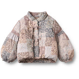 Wheat Patchwork Flowers Puffer Jacket Zallie