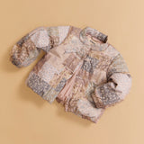 Wheat Patchwork Flowers Puffer Jacket Zallie