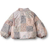 Wheat Patchwork Flowers Puffer Jacket Zallie