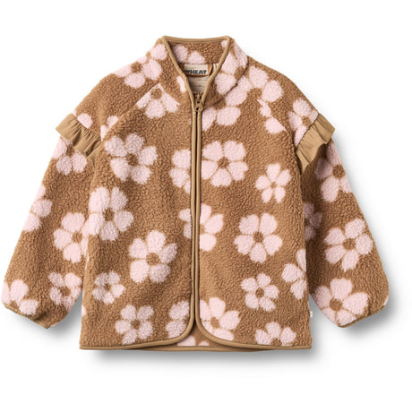 Wheat Warm Hazel Flowers Fleece Jacket Ellena