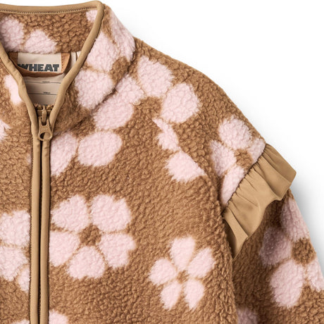 Wheat Warm Hazel Flowers Fleece Jacket Ellena