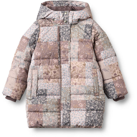 Wheat Patchwork Flowers Puffer Coat Yrsa