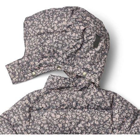 Wheat Dark Charcoal Flowers Puffer Coat Yrsa