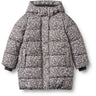 Wheat Dark Charcoal Flowers Puffer Coat Yrsa