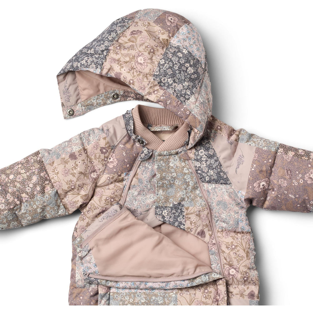 Wheat Patchwork Flowers Puffer Suit Edem