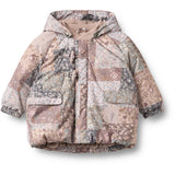 Wheat Patchwork Flowers Puffer Jacket Billo
