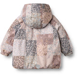 Wheat Patchwork Flowers Puffer Jacket Billo