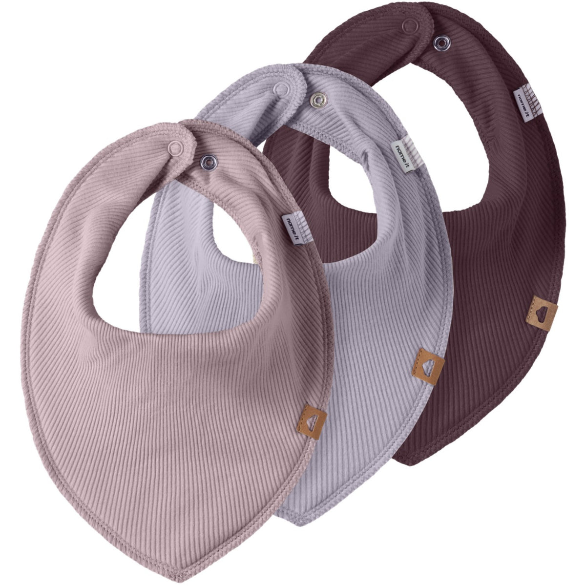 Name It Mauve Shadows Nbfyvette 3-Pack Rib Scarf Bib
