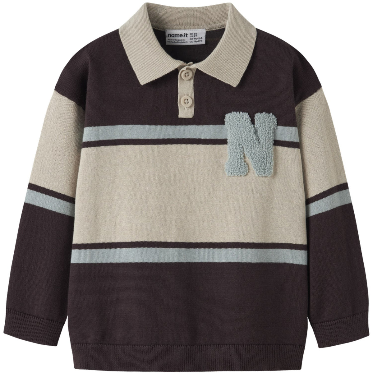 Name It Chocolate Plum With N Nmmral Ls Knit Polo