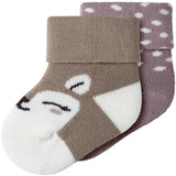 Name It Mauve Shadows Coca Mocha Nbframbi 2-Pack Frotte Socks