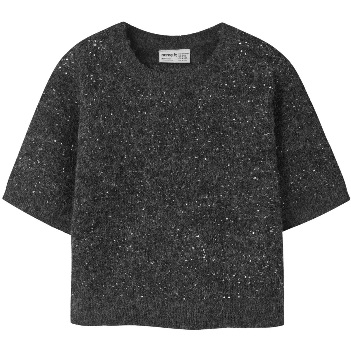Name It Black Nkfriaglitter Ss Knit Top