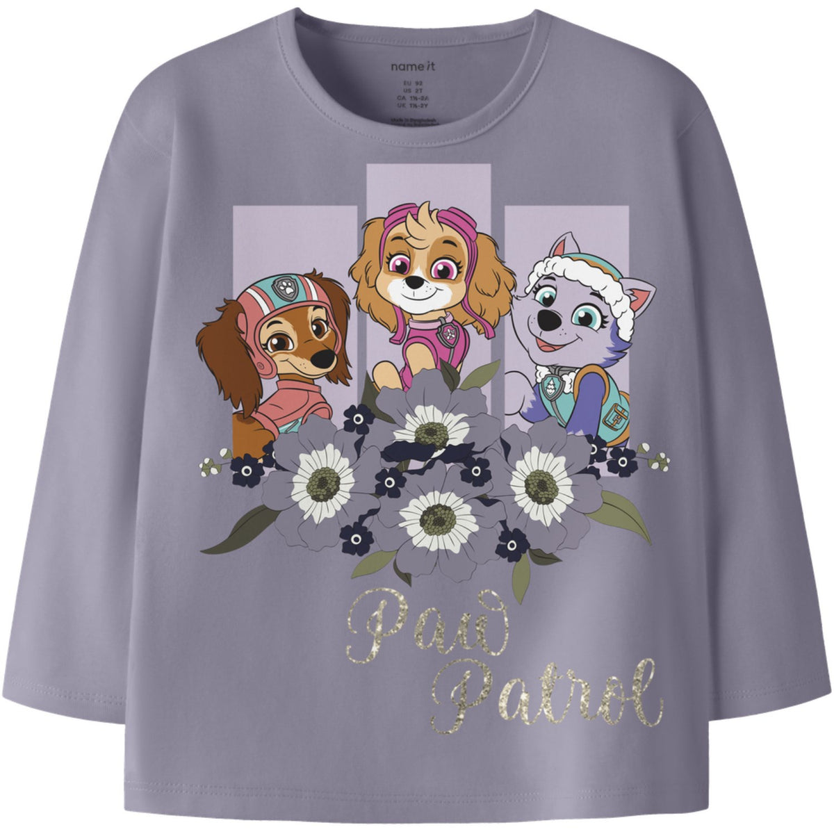 Name It Lavender Gray Nmfosara Paw Ls Nreg Top Cplg