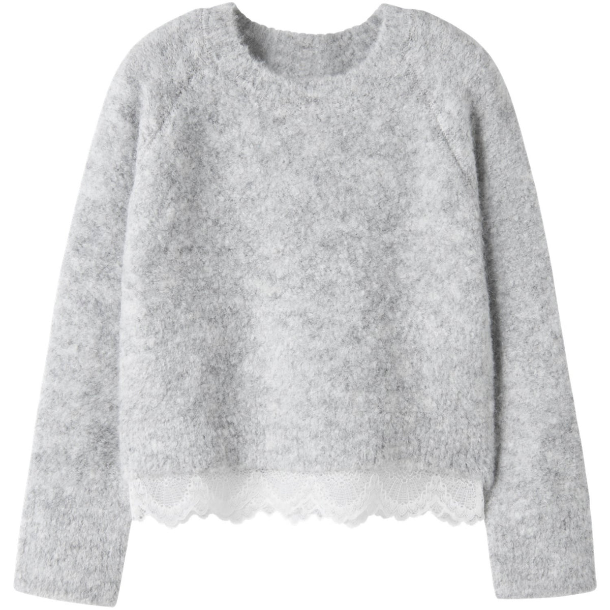 Name It Light Grey Melange Nkfsacha Ls Loose Knit