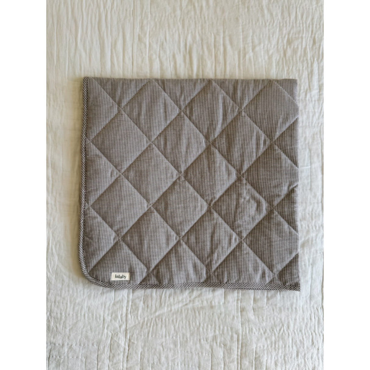 Lalaby Tiny Check Brown Quilted Baby Blanket