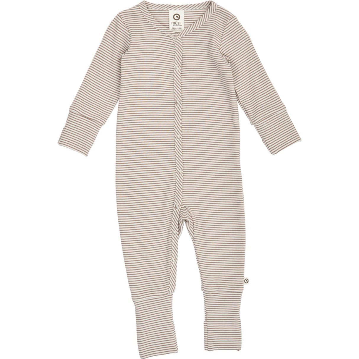 Müsli Balsam Cream/ Walnut Mini Stripe Rib Bodysuit