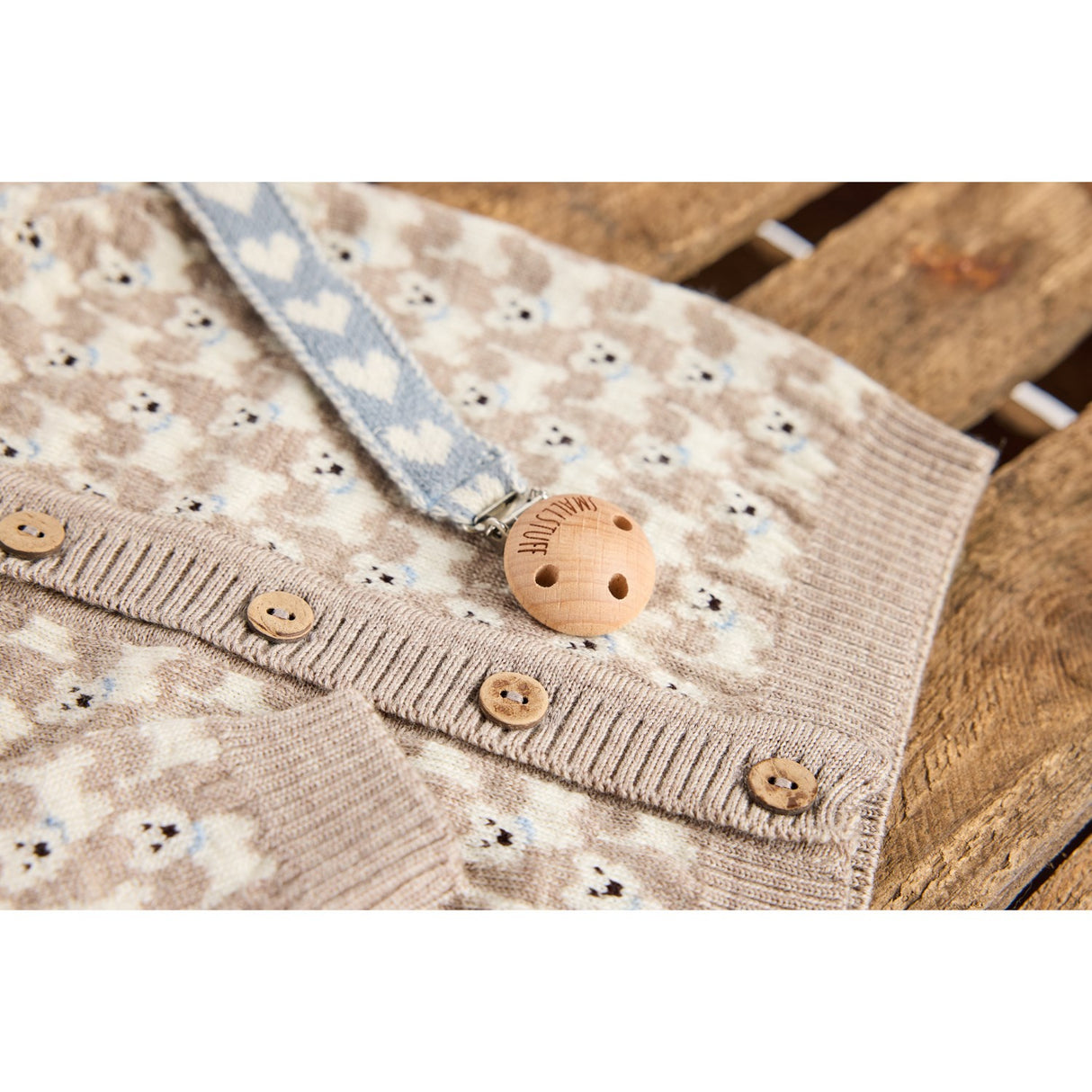 Smallstuff Light Blue Hearts Pacifier String
