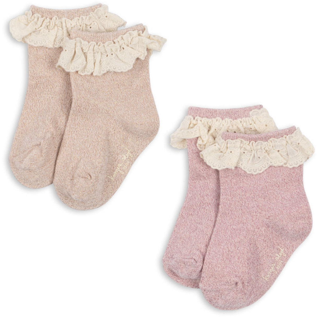 Konges Sløjd Rosette 2 Pack Glitter Frill Socks