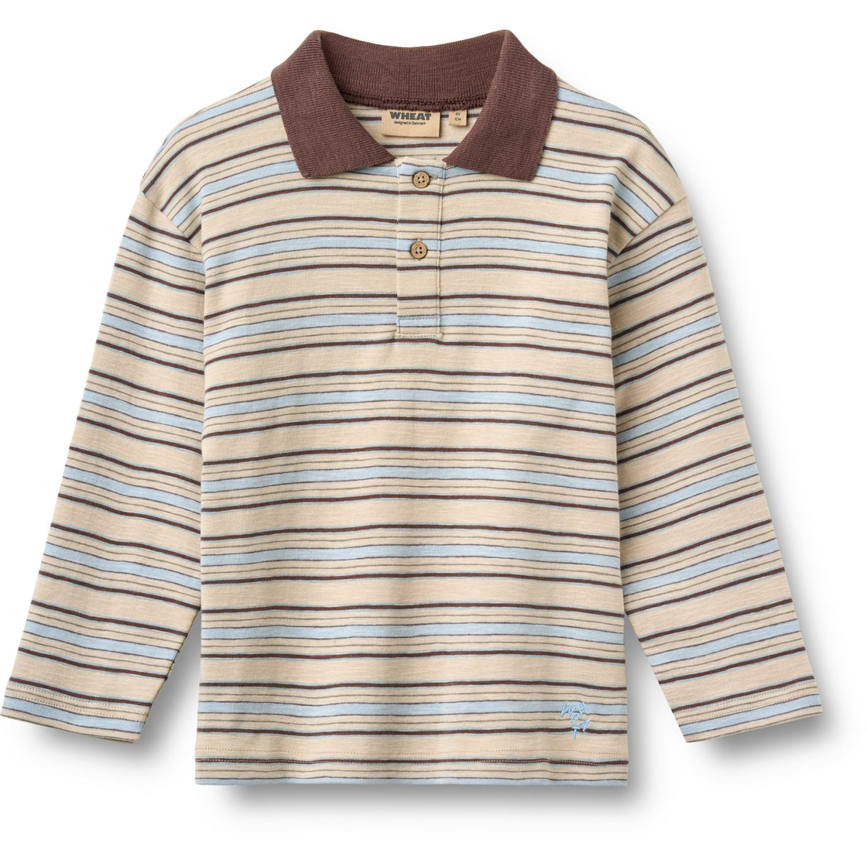 Wheat Multi Blue Stripe Polo Shirt L/S Fred