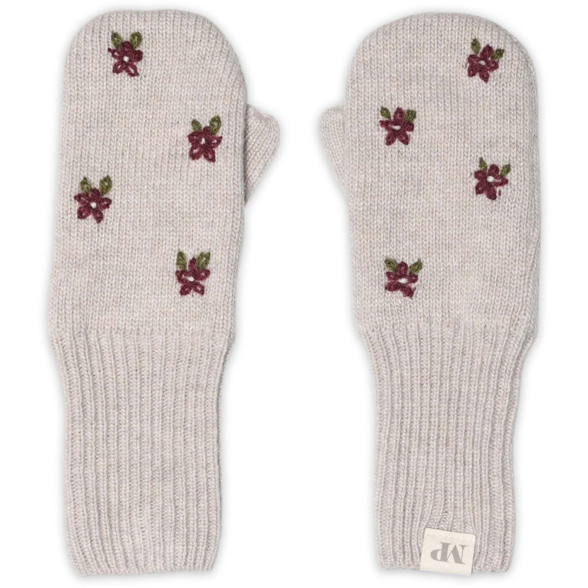 Mp Danmark Beige Melange Helsinki Floral Mittens