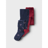 Name It Navy Blazer Red Dahlia Nmfvichristmas 2-Pack Tights