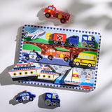 Melissa & Doug Multifarvet Puzzle - Chunky Brikker - Køretøjer
