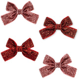 Konges Sløjd Red Glitter/ Rose Glitter 4 Pack Micki Bow Hair Clips