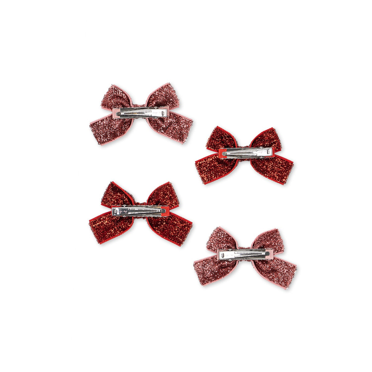 Konges Sløjd Red Glitter/ Rose Glitter 4 Pack Micki Bow Hair Clips