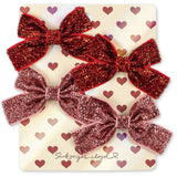 Konges Sløjd Red Glitter/ Rose Glitter 4 Pack Micki Bow Hair Clips