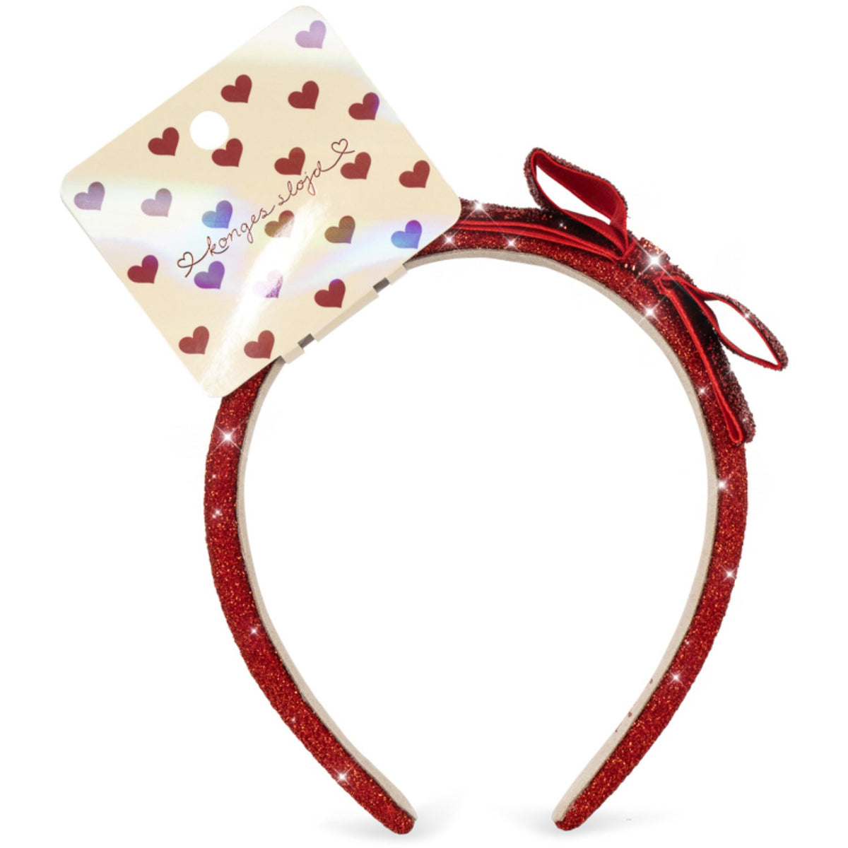 Konges Sløjd Red Glitter Velvet Bow Hairbrace