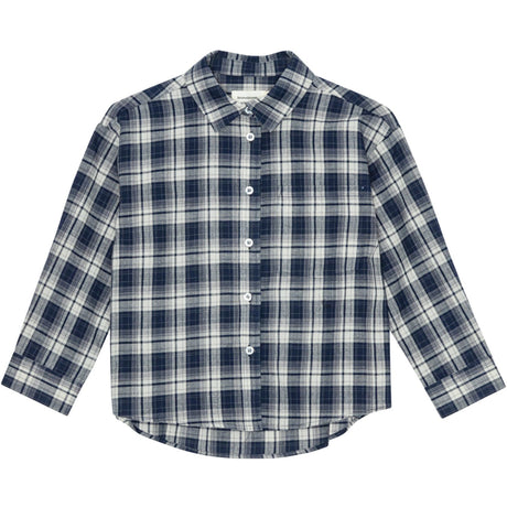 brunobruno nation Mood Indigo Blue Check Virgil Navy Check Shirt