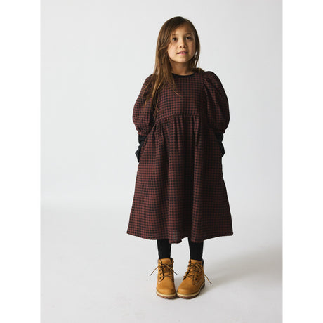 brunobruno nation Marron Plum Check Alva Dress
