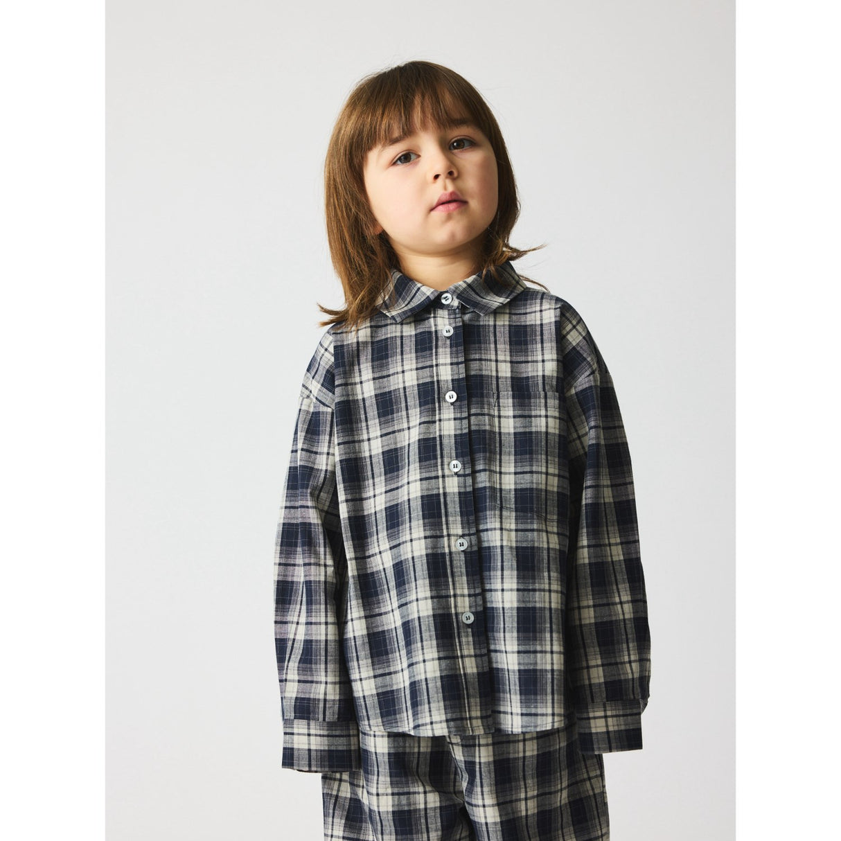 brunobruno nation Mood Indigo Blue Check Virgil Navy Check Shirt