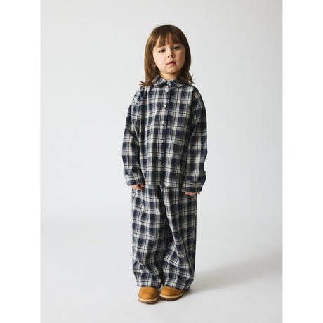 brunobruno nation Mood Indigo Blue Check Virgil Navy Check Shirt