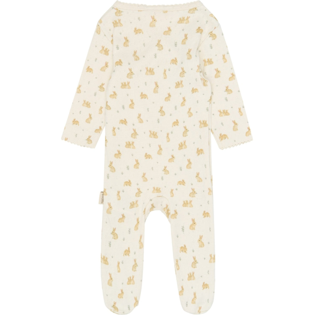 Petit Piao Eggnog Rabbit Aop Ppdio L_S Jumpsuit Fold Feet Pointelle Nb