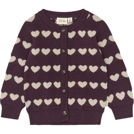 Petit Piao Huckleberry Heart Aop Ppelia Knit Cardigan