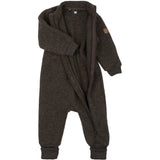 Mikk-Line Dark Brown Melange Wool Suit With Rib