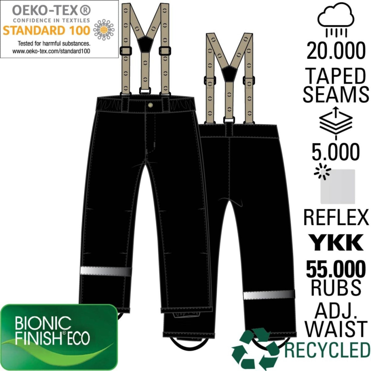 Mikk-Line Black Uni Snow Pant Solid