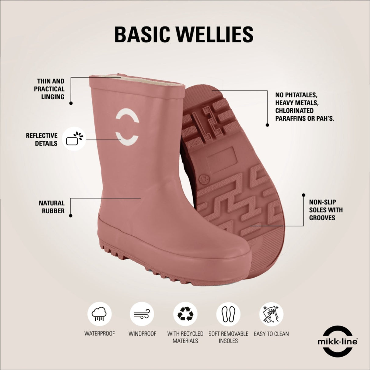Mikk-Line Burlwood Wellies Solid