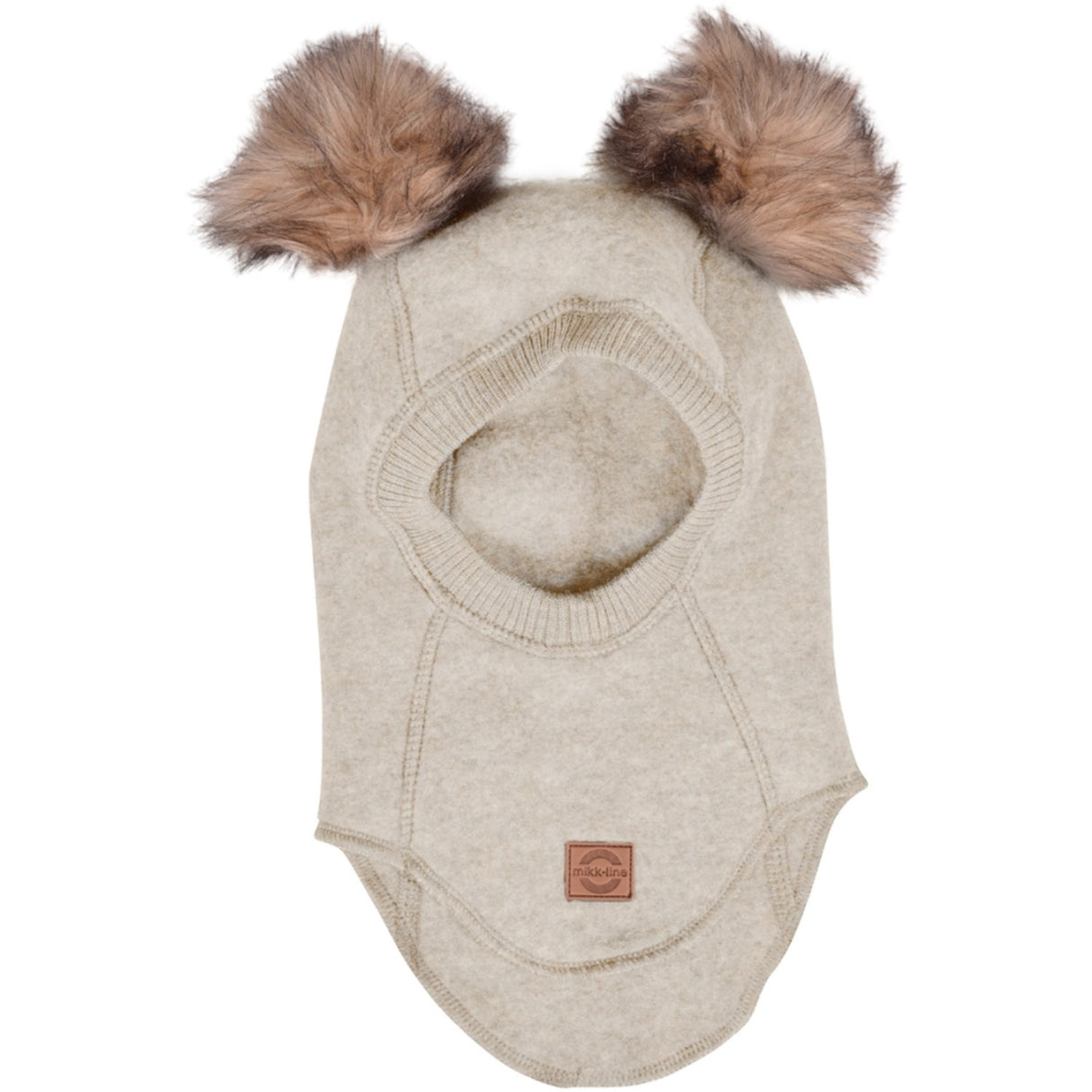 Mikk-Line Wool Balaclava with Pom Pom Melange Offwhite