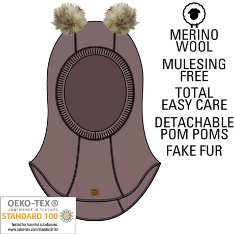 Mikk-Line Twilight Mauve Wool Fullface w. Pom Pom