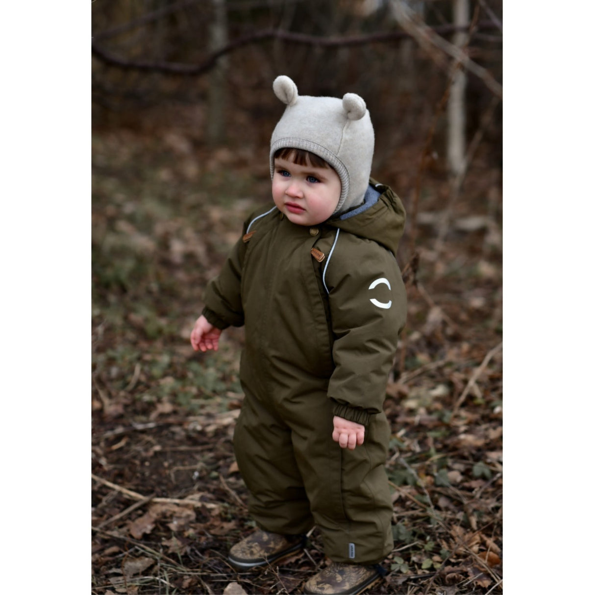 Mikk-Line Wool Balaclava with Ears Melange Offwhite