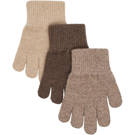 Mikk-Line Beige Melange-Melange Denver-Brown Melange Magic Gloves 3-Pack