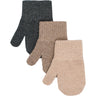 Mikk-Line Rose Melange-Melange Denver-Dark Gray Melange Magic Mittens 3-Pack With Lurex
