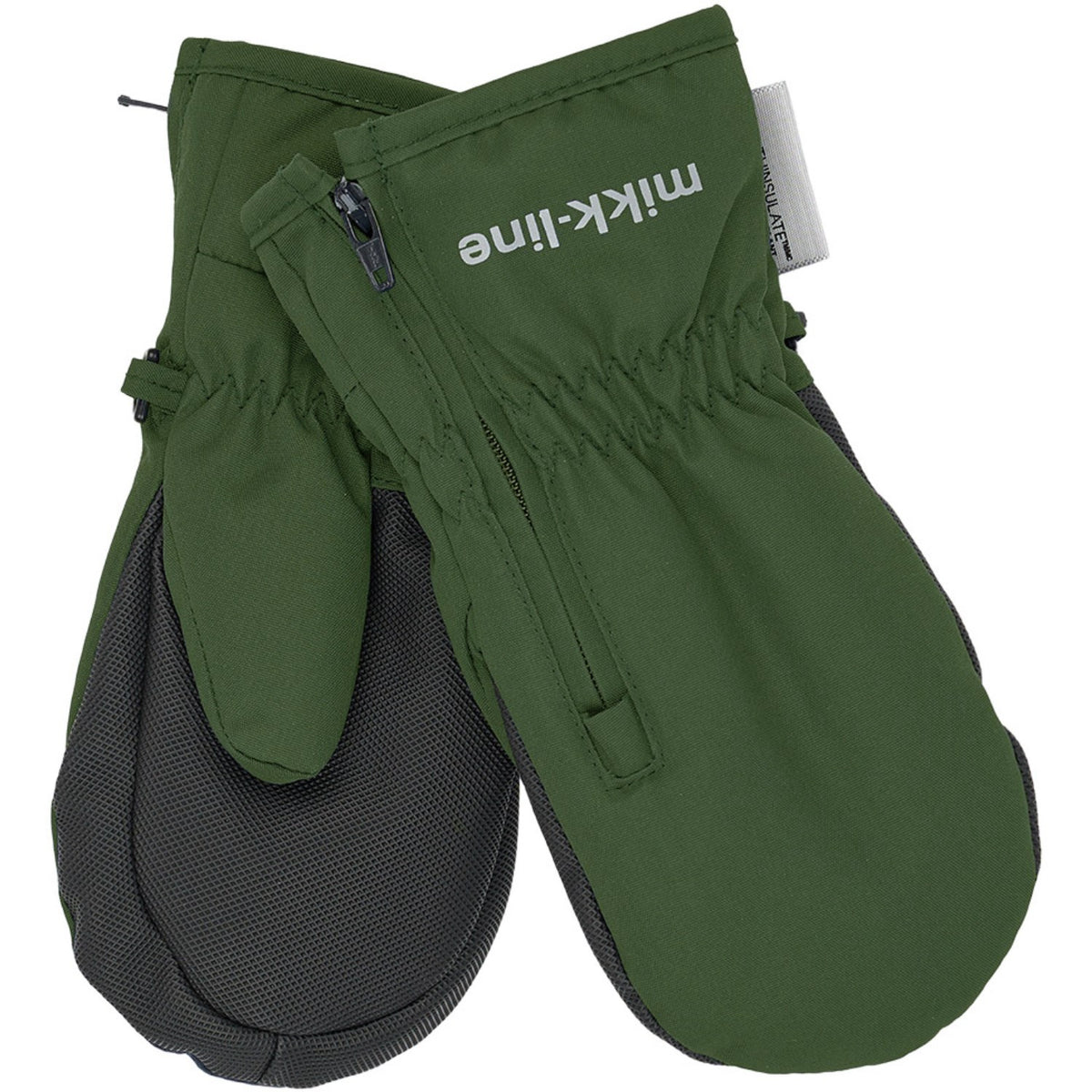 Mikk-Line Kombu Green Polyester Mittens With Zip