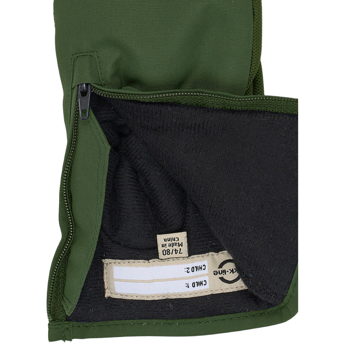 Mikk-Line Kombu Green Polyester Mittens With Zip