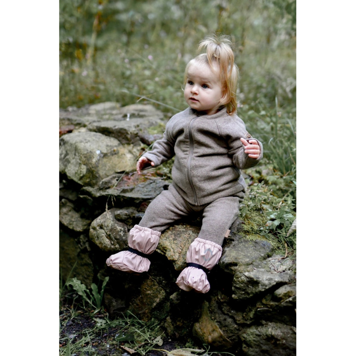 Mikk-Line Rain Footies w. Fleece Adobe Rose