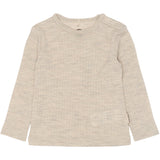 Mikk-Line Melange Offwhite Merino Wool Ls Top